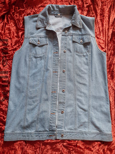 Afrocentric Hand Painted HANDS Long Denim Sleeveless Jacket