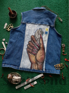 SAGE (1X) Hand Painted Sleeveless Denim Jacket COMING SOON